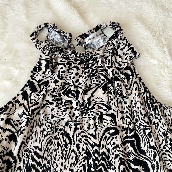 Sleeveless Blouse Ruffle Collar Leopard Print - Picture 3 of 5